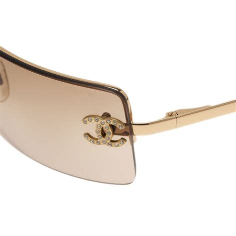 chanel gold rimless sunglasses|chanel sunglasses with clear sides.